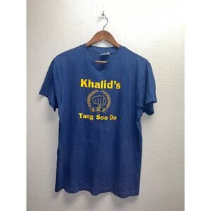 Vintage Tang Soo Do Shirt Khalids Karate Blue Yellow Graphic 80s 1980s Tee M